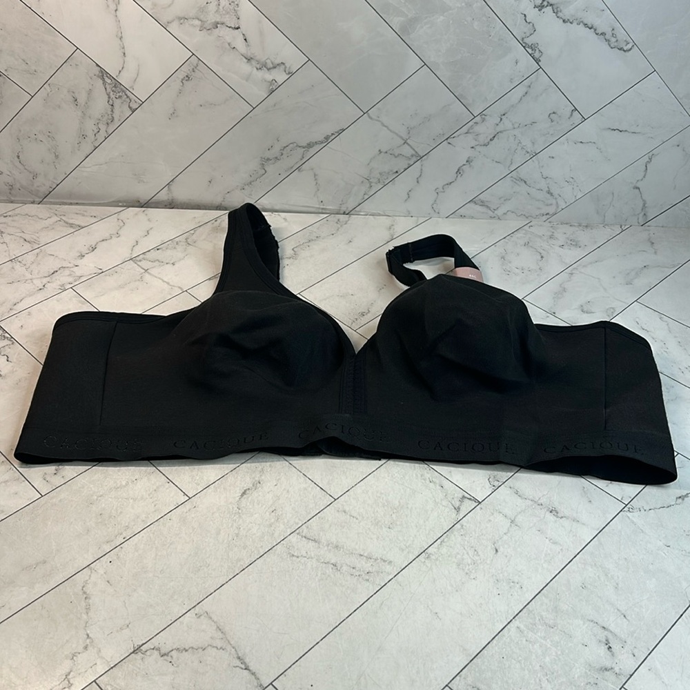 NWT Cacique Lane Bryant Womans Bra Black Unlined Full Coverage NO WIRE 46C